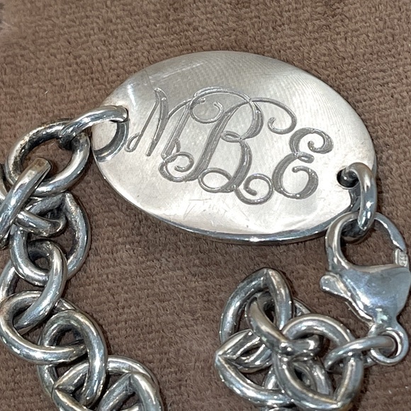 Solid Stamped 925 Sterling Silver Rolo Link Bracelet Initial Monogram M B E - Picture 6 of 12